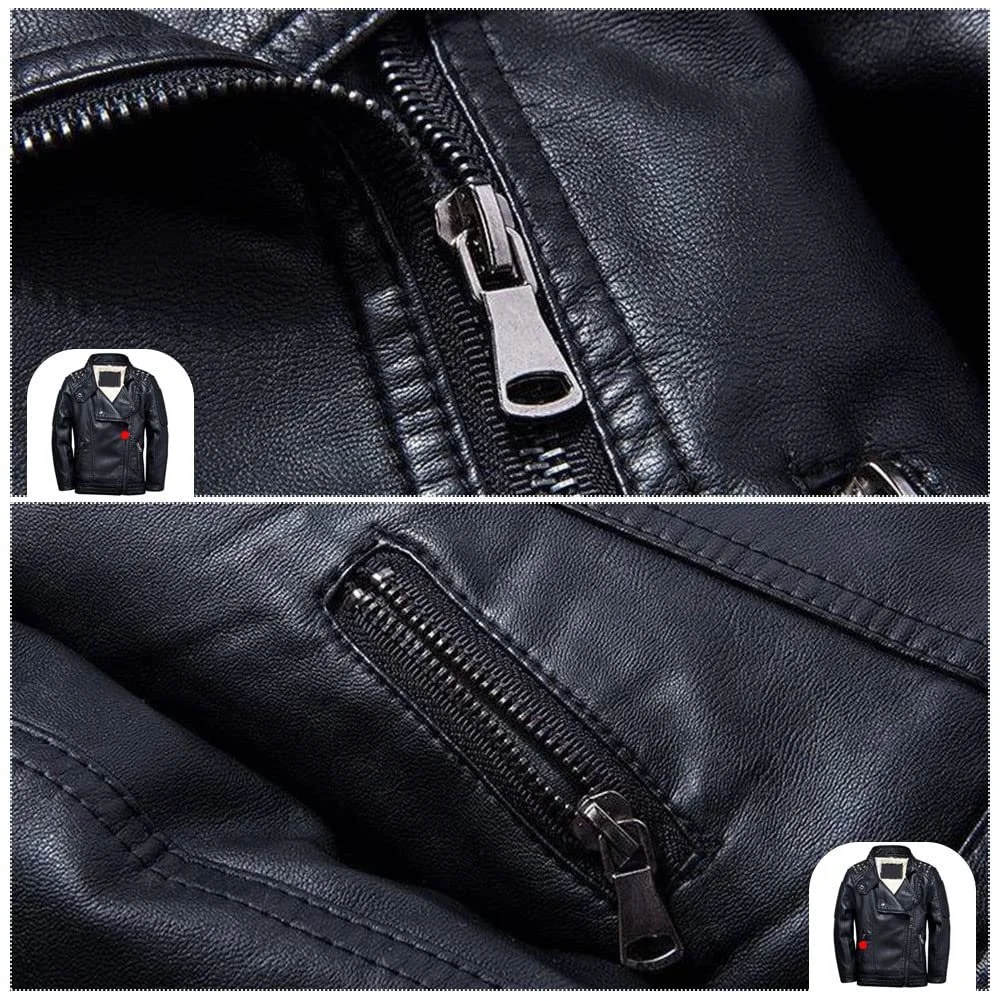 Куртка зі штучної шкіри для хлопчиків SXSHUN з пухнастою підкладкою, фото №6 Куртка зі штучної шкіри для хлопчиків SXSHUN з пухнастою підкладкою, фото №6