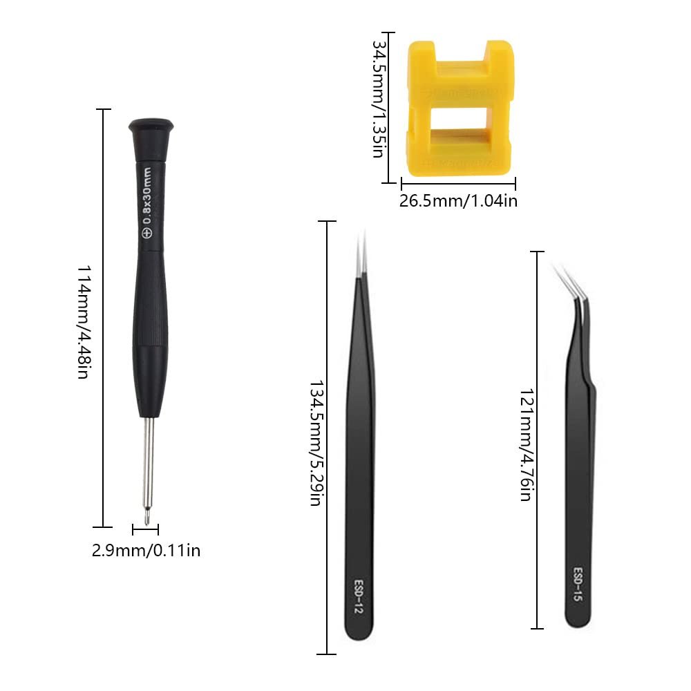 Набір Mini Викруток 15 Штук Включає 11 Годинникових Викруток 2 Пінцети 1 Магнітайзер і Коробка для Зберігання, фото №3