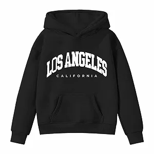 Худи для девочек Los Angeles с принтом букв, оверсайз, с длинными рукавами, с капюшоном, мягкий джемпер для детей 2-13 лет synthetic.ua - Фото 1