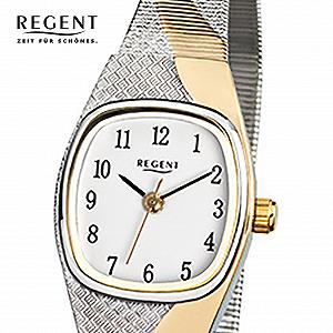 Женские часы Regent Elegant URF625 Аналоговые Браслет из нержавеющей стали Серебряный Золотой Кварцевый Белый циферблат, серебряный, Браслет synthetic.ua - Фото 1