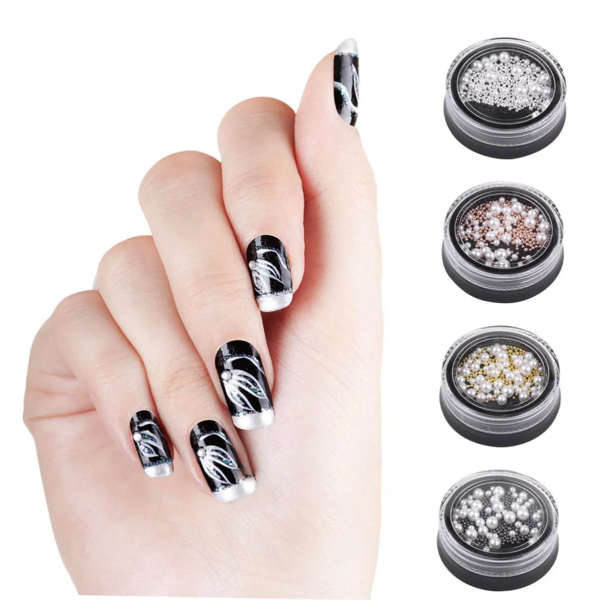 Бісер для нігтів WOONEKY 4 набори Сталеві, фото №2