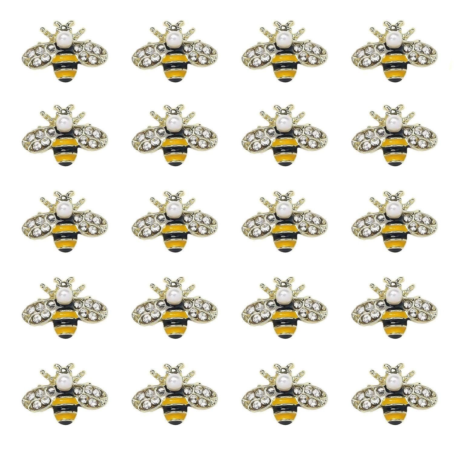 Украшение для ногтей Пчела Жемчуг с бриллиантами Металл разноцветный, 20 шт, фото №1