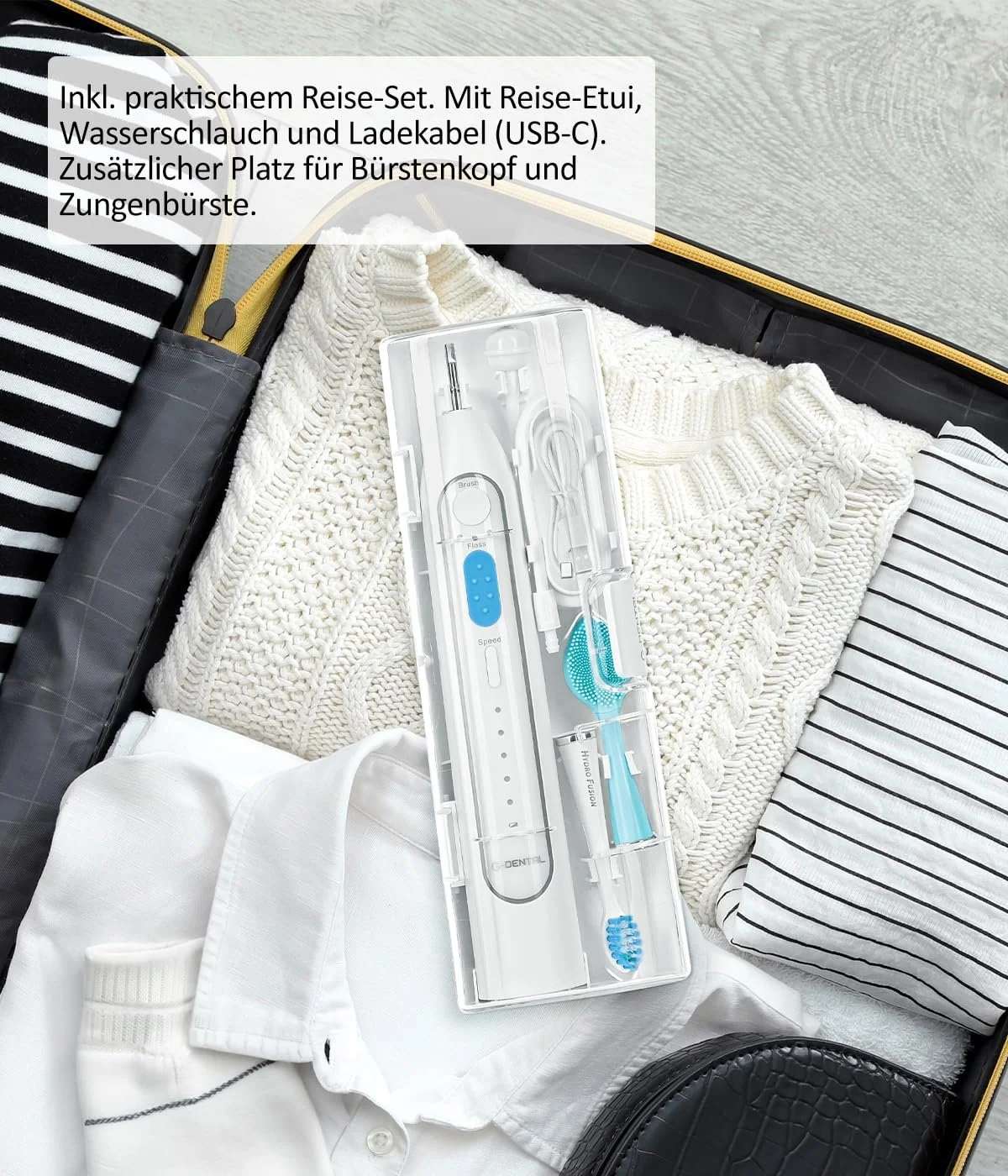 Электрическая зубная щетка Genius Dental Hydro Fusion 2-in-1 13 предметов 3 режима 5 уровней давления воды Аккумуляторная, фото №4