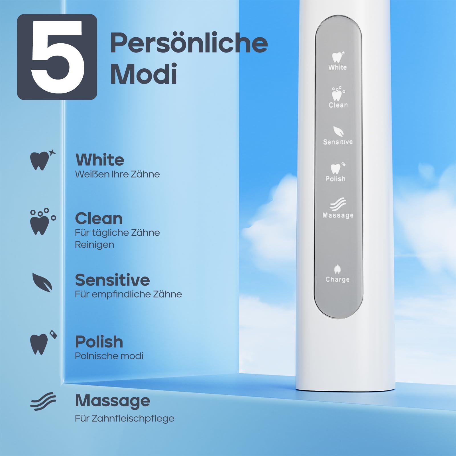 Електрична зубна щітка Seago SG507 Sonic Біла, фото №3