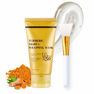 Маска для обличчя Нічна з куркумою, Нічна маска-обгортання з колагеном, з пензлем - Фото 1