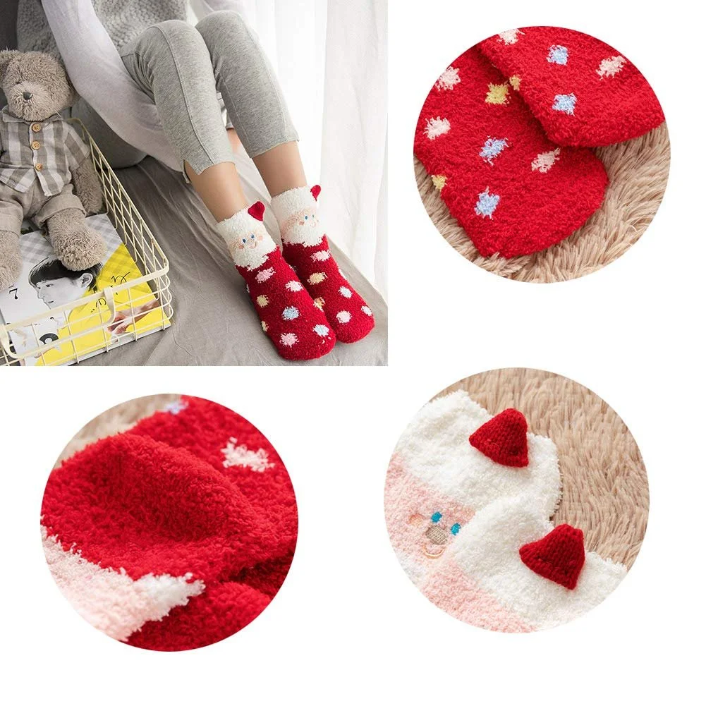 3 пары Рождественских носков для женщин и девочек Хлопковые Теплые Толстые Шерстяные Зимние Носки Подарок для Рождественской вечеринки День рождения B Один размер, b, фото №3