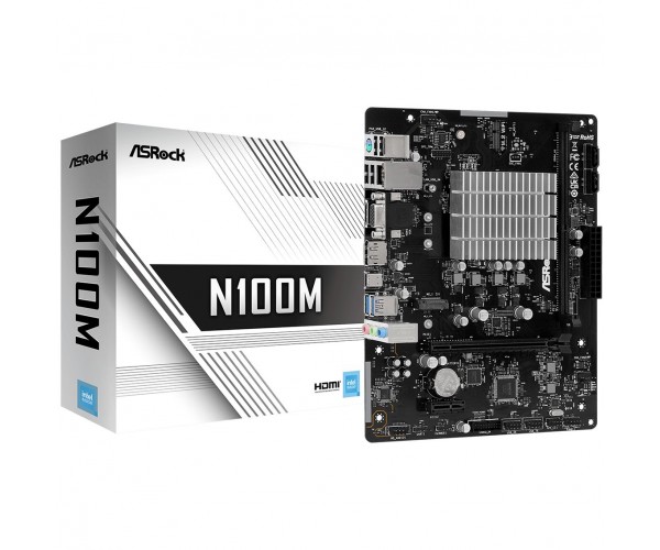 Материнська плата ASRock N100M Quad-Core N100 3.4GHz, 1xDDR4 DIMM VGA/HDMI/DP 1*PCIe, 2xSATAIII M.2, GLan mATX, фото №5