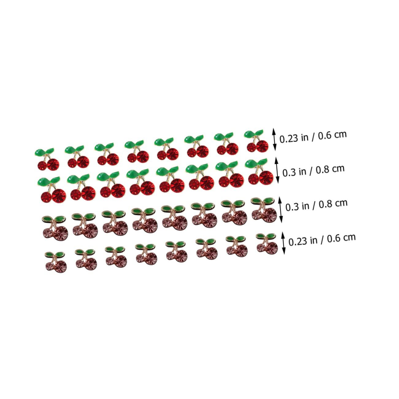 Прикраса для нігтів Вишня FRCOLOR 64 шт. Фруктові підвіски для нігтів зі стразами, фото №2