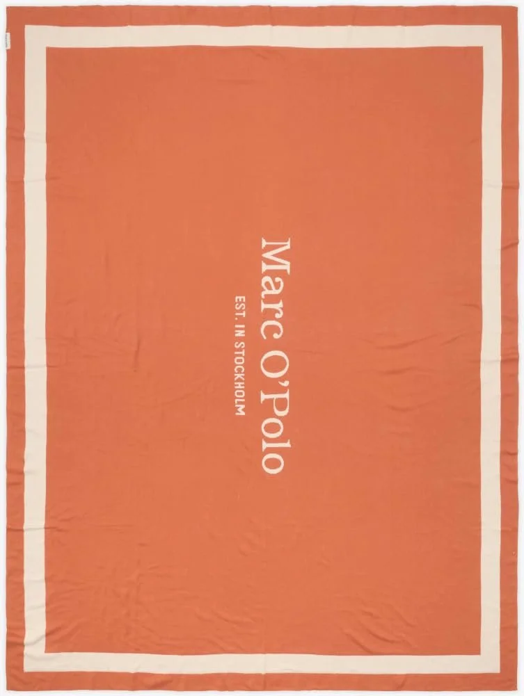 Плед Marc O'Polo Statement Плед Цвет Dark Coral Размер 150 x 200 см Текстовый Реверсивный Дизайн Логотип, фото №1