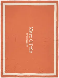Плед Marc O'Polo Statement Плед Цвет Dark Coral Размер 150 x 200 см Текстовый Реверсивный Дизайн Логотип - Фото 1