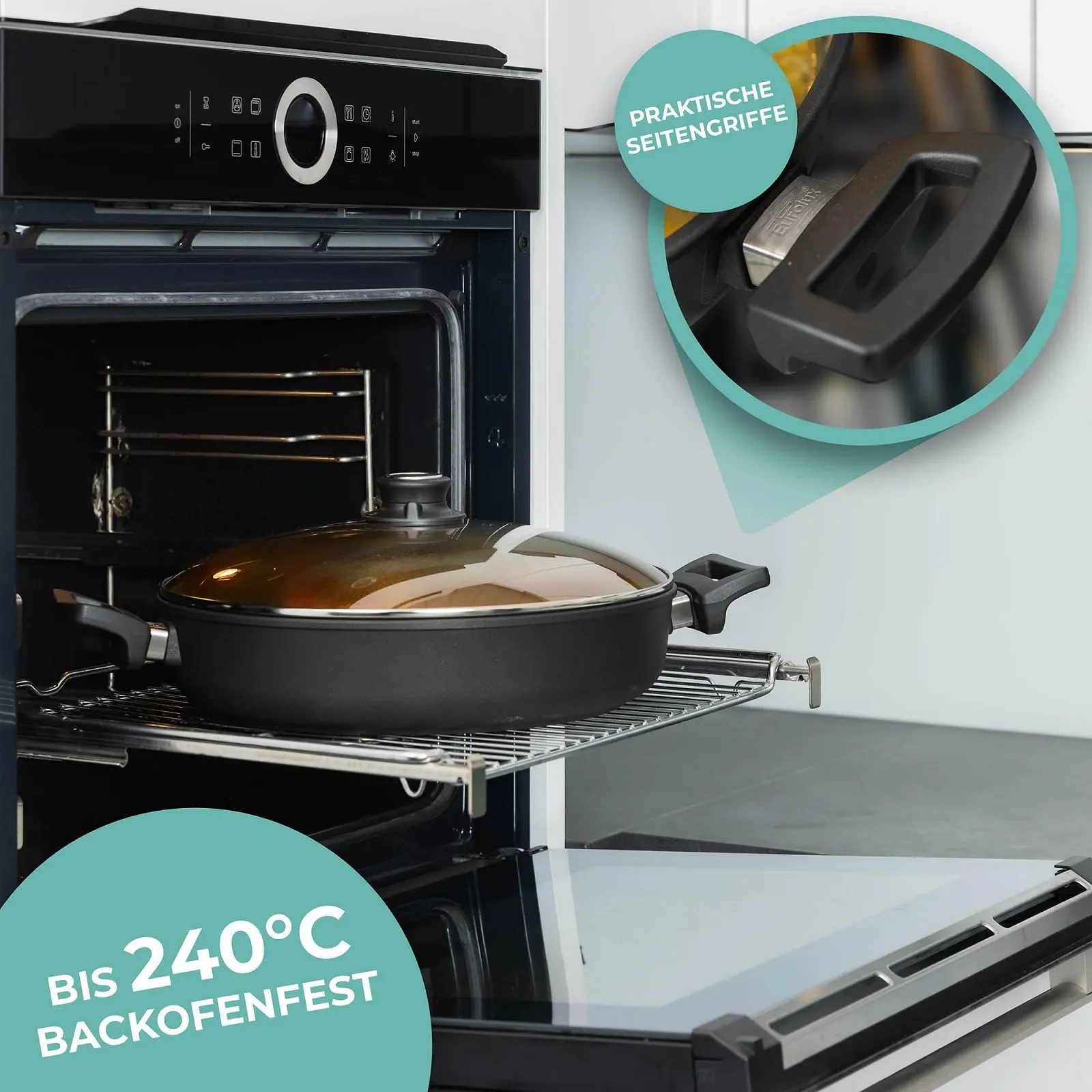 Каструля квадратна Eurolux 28 см з литого алюмінію для індукції та духовки PFOA-Free, фото №7