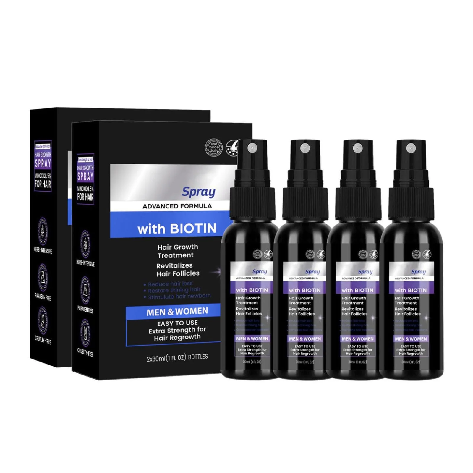Спрей Сироватка для росту волосся для жінок та чоловіків, сироватка для волосся 5% з біотином та ніацинамідом, фото №1 Спрей Сироватка для росту волосся для жінок та чоловіків, сироватка для волосся 5% з біотином та ніацинамідом, фото №1