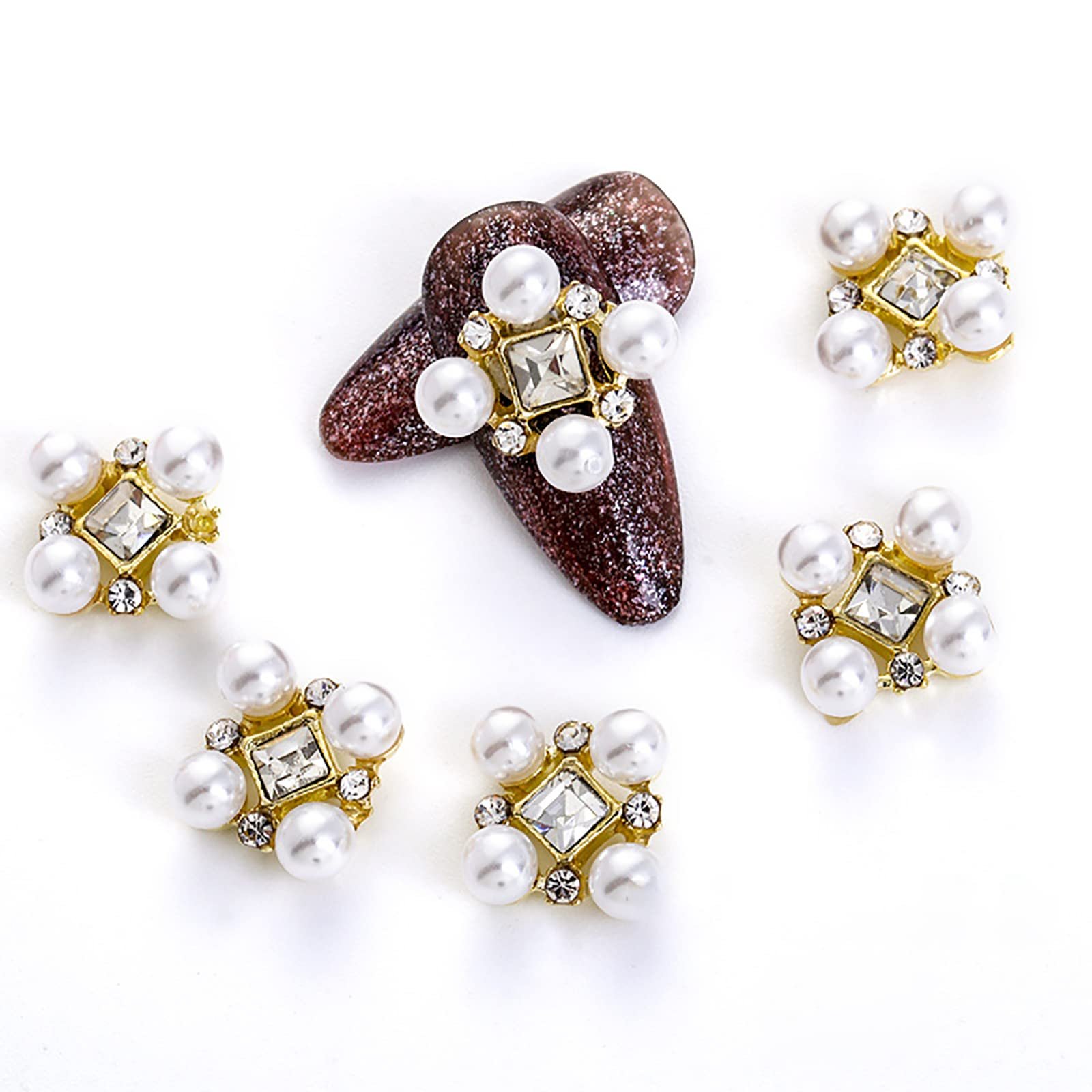 Стразы Металлические, сплав, жемчуг, бриллиант, 3D блеск, 20 шт, золото, фото №1