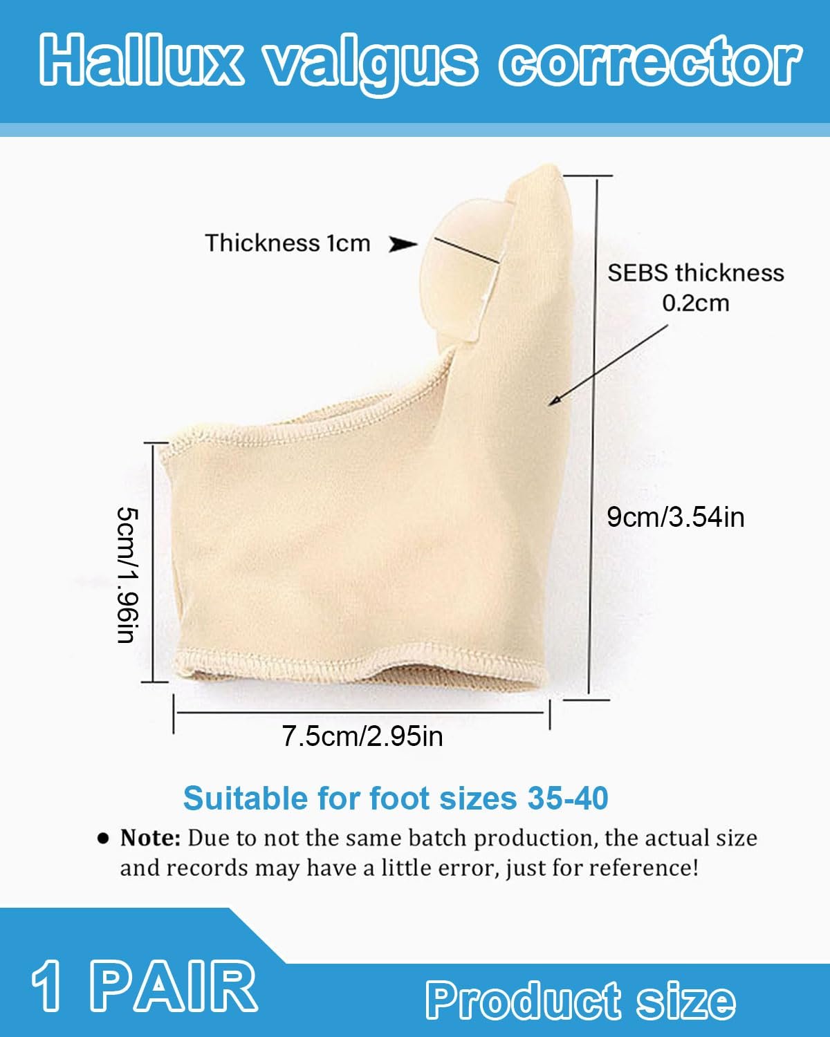 Шкарпетки Bunion з гелевою подушечкою розміру 35-40S, тілесного кольору, фото №2