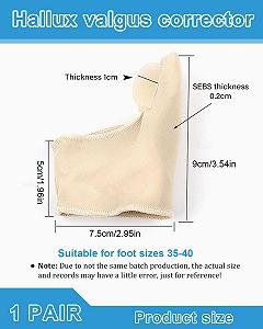 Шкарпетки Bunion з гелевою подушечкою розміру 35-40S, тілесного кольору synthetic.ua - Фото 1