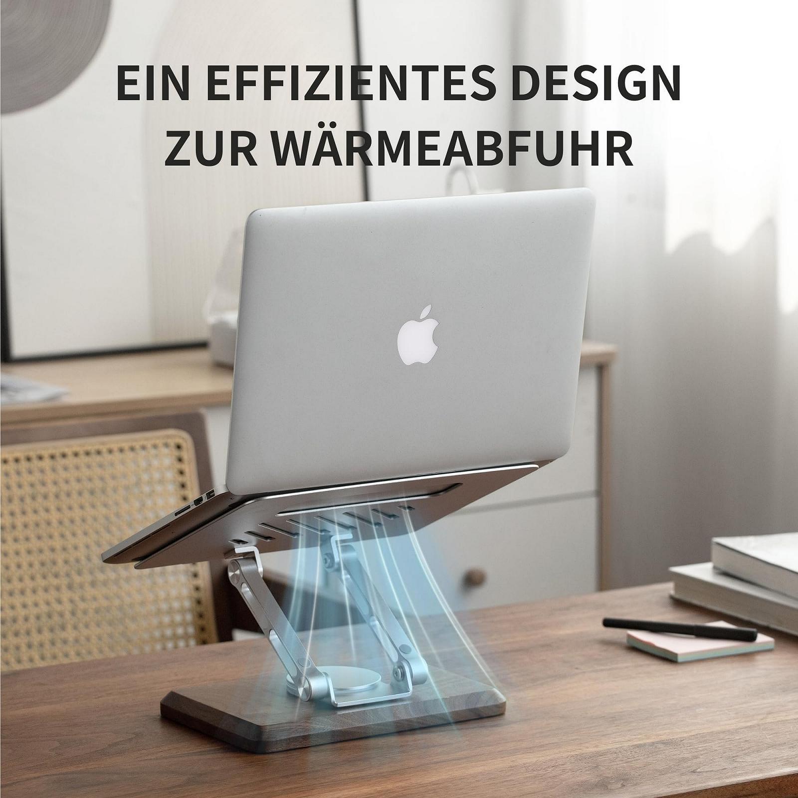 Підставка для ноутбука Muso Wood, регульована по висоті, з дерев'яною основою, що обертається на 360 градусів, підставка-підвищення для ноутбука для столу, підставка для ноутбука/ПК з MacBook Pro/Air, для ноутбуків до 17,3 дюймів, фото №6