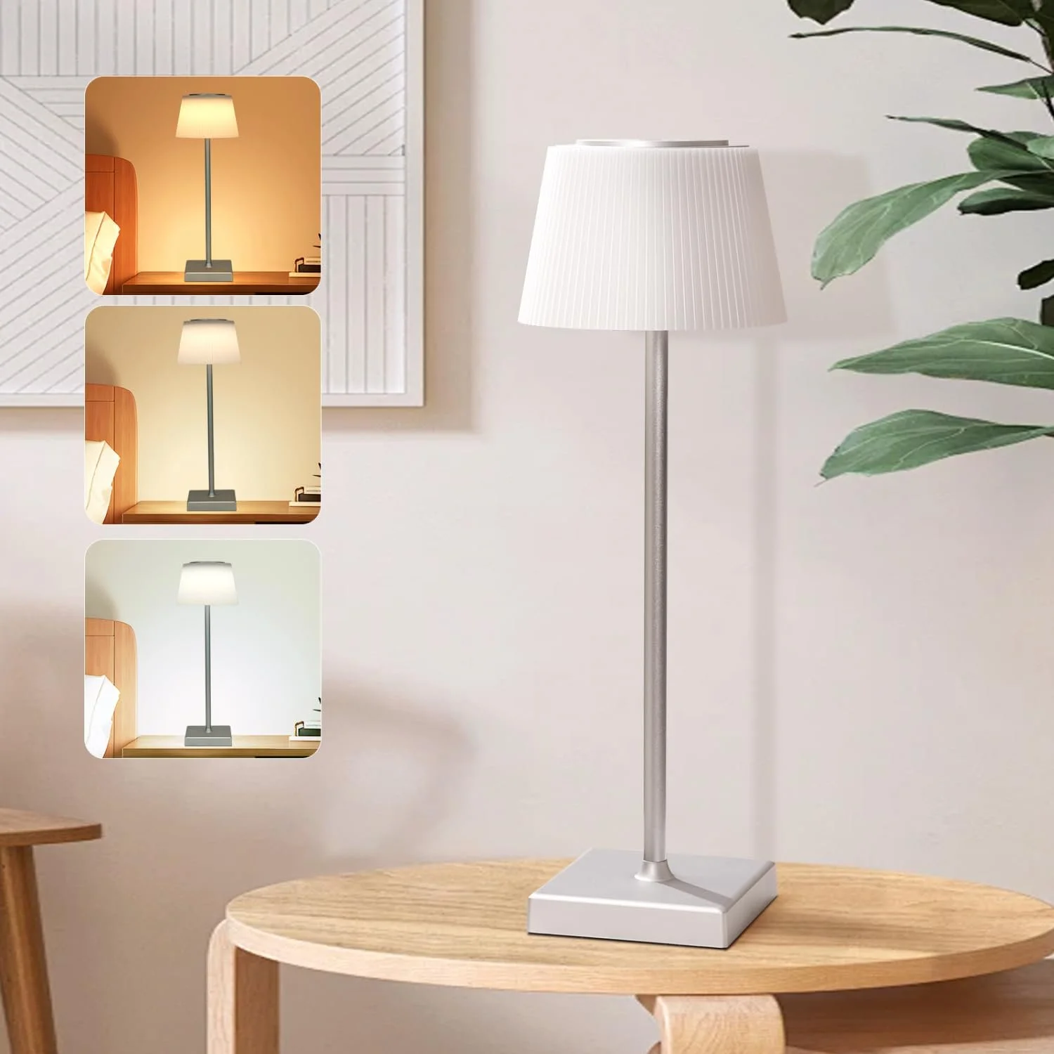 Настільна лампа Aigostar LED акумуляторна бездротова сенсорна димована IP54 Срібляста, фото №1