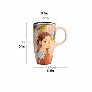 Велика Керамічна Кружка з Кришкою та Ложкою для Офісу та Дому synthetic.ua - Фото 1