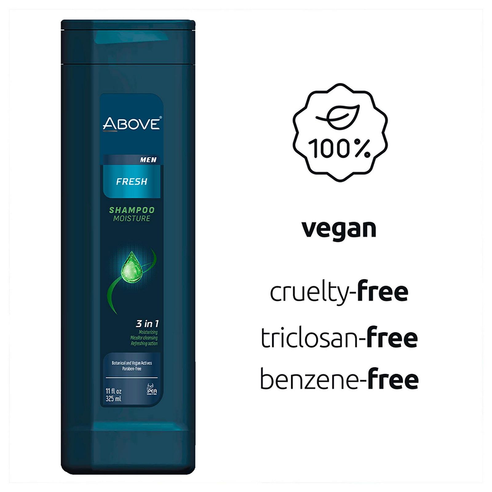 Шампунь Above Fresh 3-in-1 Moisture 311 мл для сухих, ломких, поврежденных волос Веганский, фото №3 Шампунь Above Fresh 3-in-1 Moisture 311 мл для сухих, ломких, поврежденных волос Веганский, фото №3