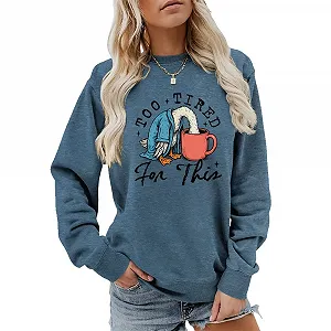 Толстовка MLZHAN Too Tired For This Женская Смешная Утка Закопала Голову в Чашку Графические Топы С Длинными Рукавами Повседневная Рубашка - Фото 1