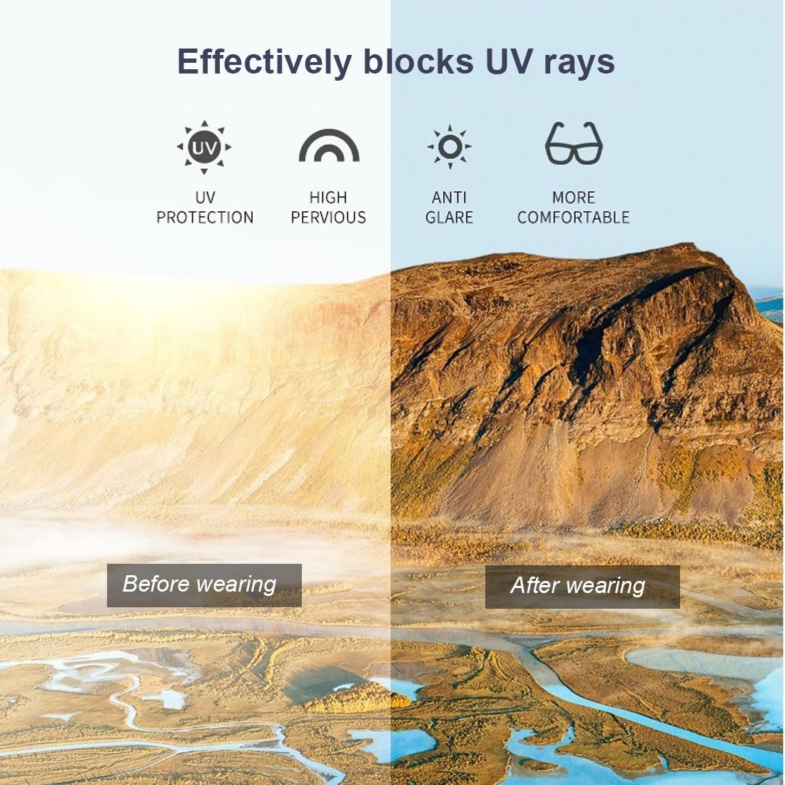 Сонцезахисні Окуляри Сердечки UEAVOID 2 шт. UV400, Чорно-сірі лінзи, Білі, фото №5
