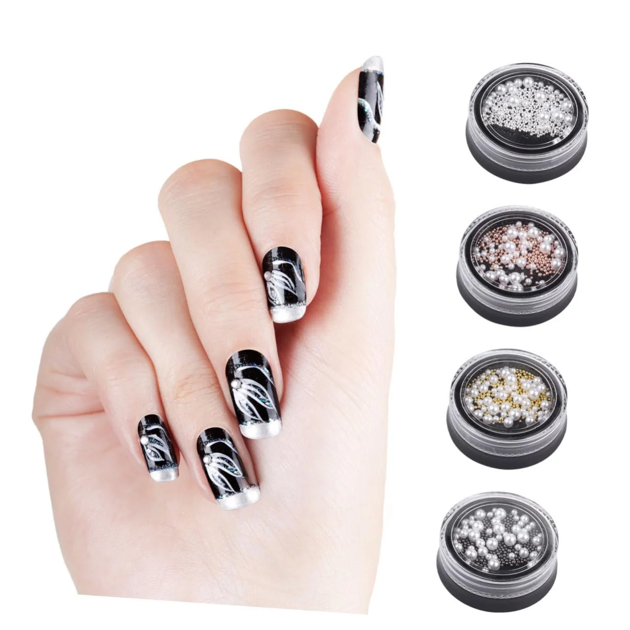Набір перлин для дизайну нігтів Healeved, імітація сталевих перлин для жінок та дівчат, фото №5