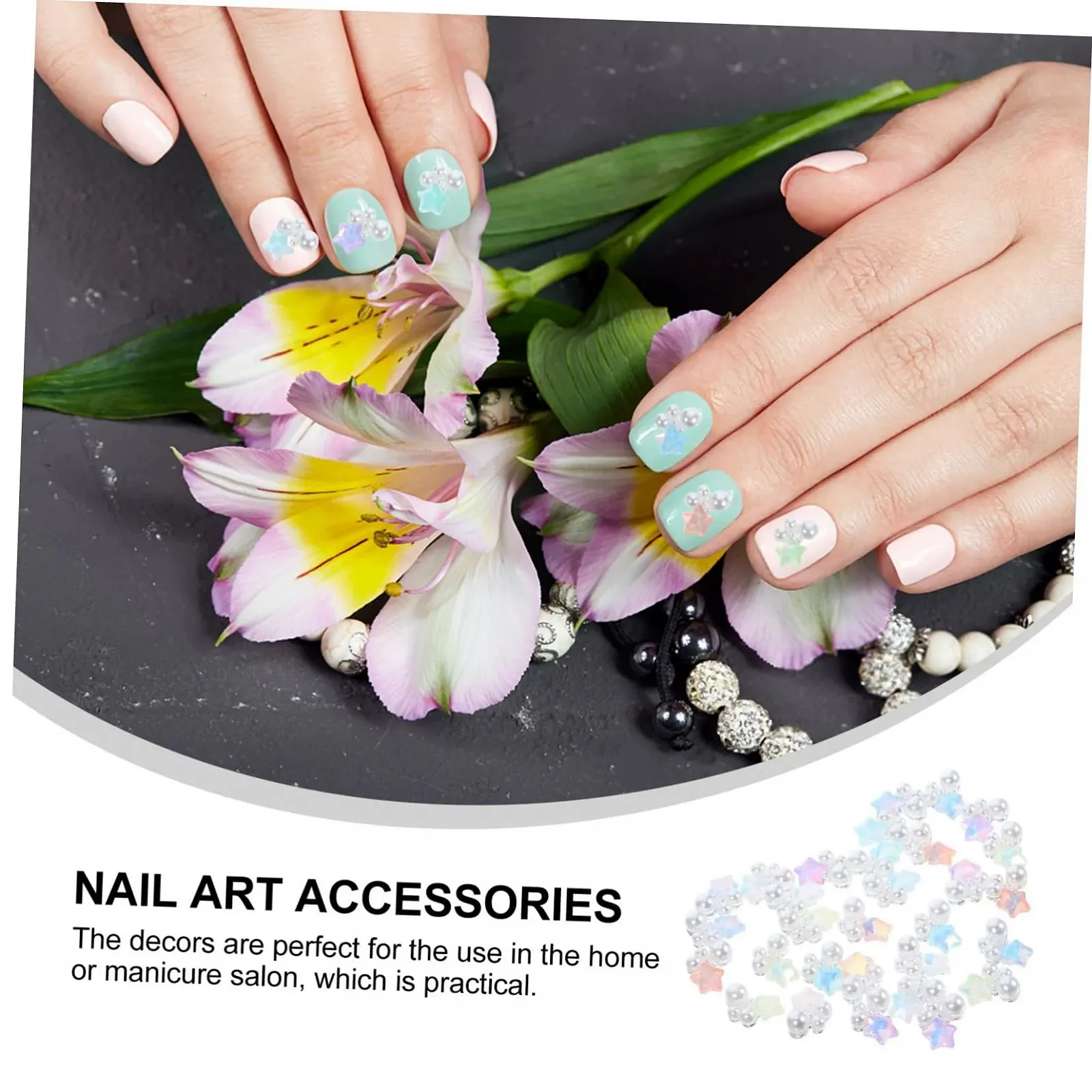 Підвіски для нігтів, намистини, прикраси, зірки, стрази для нігтів, підвіска для манікюру, дорогоцінні камені, фото №9