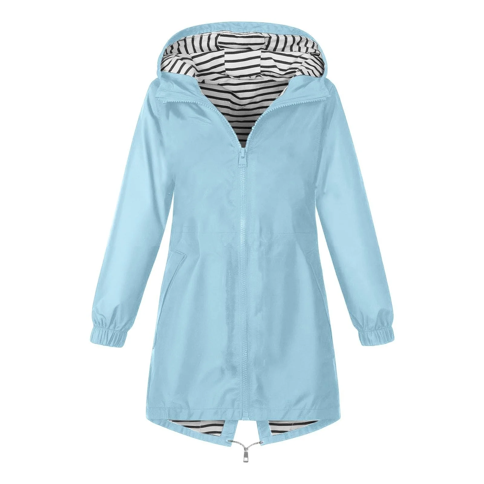 Куртка с капюшоном Generisch для девочек, средней длины, однотонная, для активного отдыха, легкая, повседневная куртка с капюшоном, в полоску, зимняя куртка, детская, мягкая, удобная, переходная куртка 6-16 лет, фото №3