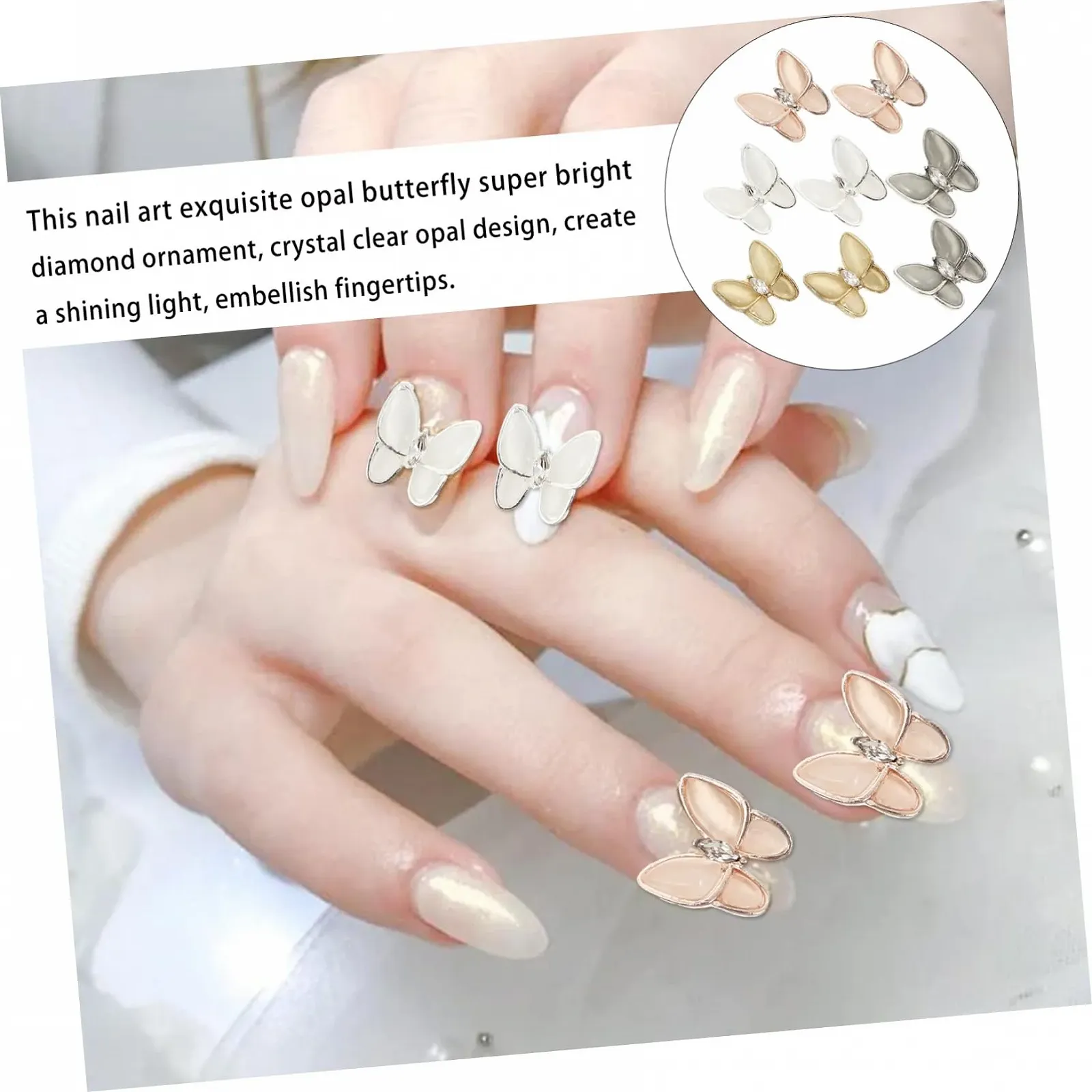 Украшения для ногтей Healeved, 3 шт, циркон, розовое золото и платина, фото №6