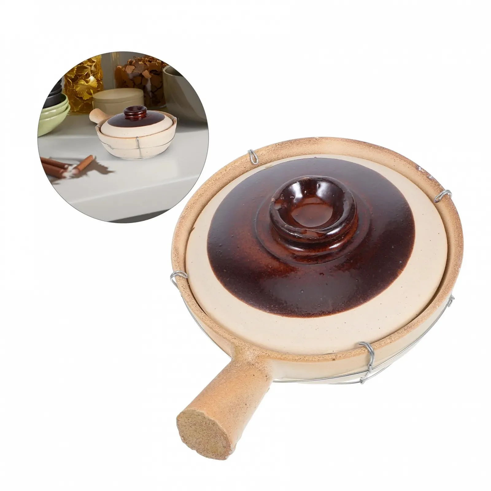 Керамический глиняный горшок Cabilock традиционный с крышкой термостойкий для супов и рагу, фото №7