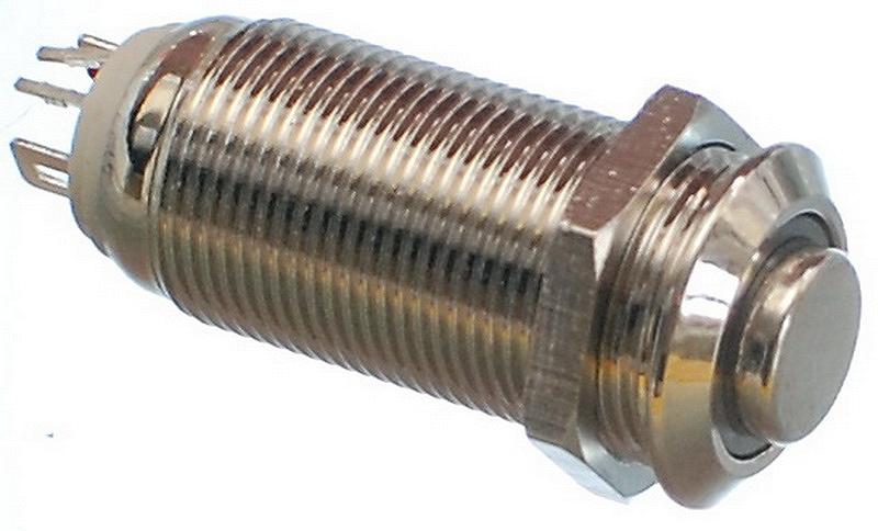 Кнопка антивандальна VJ Parts d14mm стрижка 12mm h30mm 2 положення 4 контакт індикація, фото №1