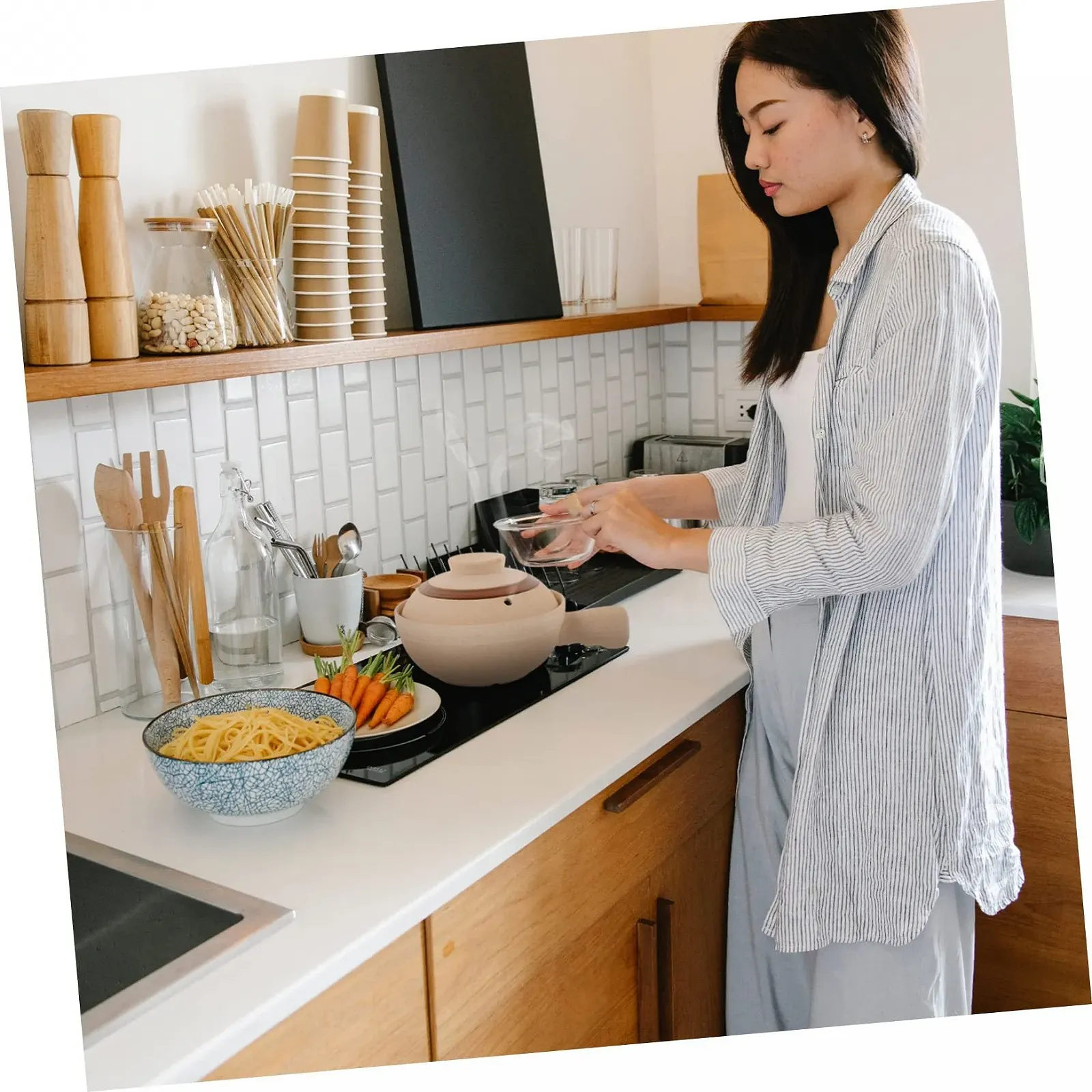 Ківш керамічний з кришкою та ручкою для супів та рису для духовки та плити, фото №7