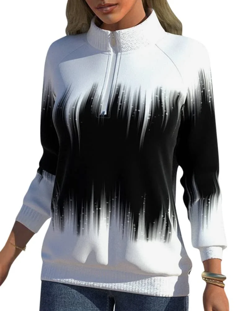 Onsoyours Женская Толстовка с длинными рукавами, полу-воротником-стойкой и молнией, повседневная толстовка с круглым вырезом, длинными рукавами, батиком, пуловер, топ с цветным градиентом, фото №1 Onsoyours Женская Толстовка с длинными рукавами, полу-воротником-стойкой и молнией, повседневная толстовка с круглым вырезом, длинными рукавами, батиком, пуловер, топ с цветным градиентом, фото №1