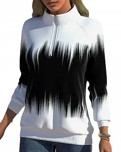 Onsoyours Жіноча Толстовка з довгими рукавами, половинним коміром-стійкою та блискавкою - Фото 1