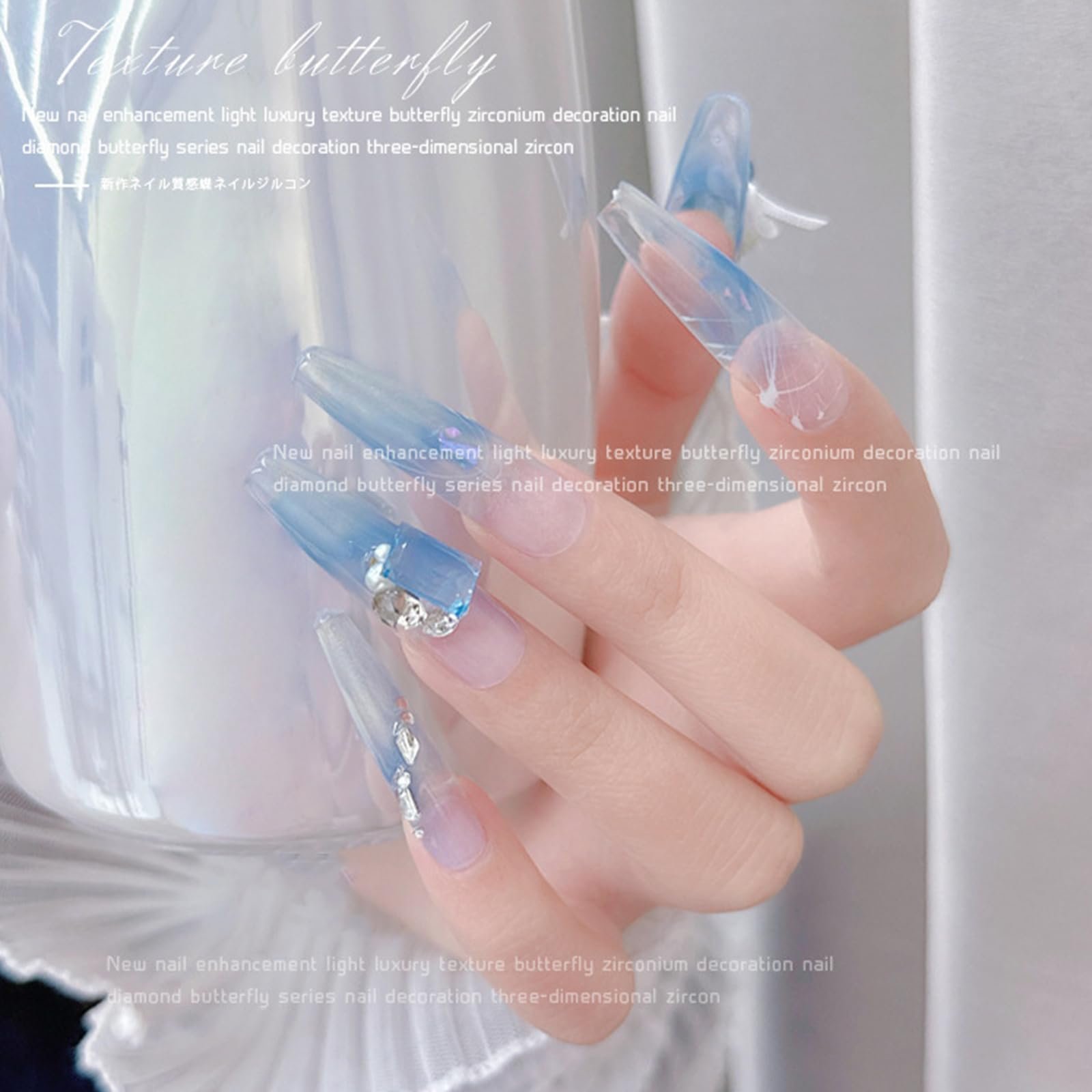 Прямокутні Наклейки для нігтів кристали 10 шт, фото №7