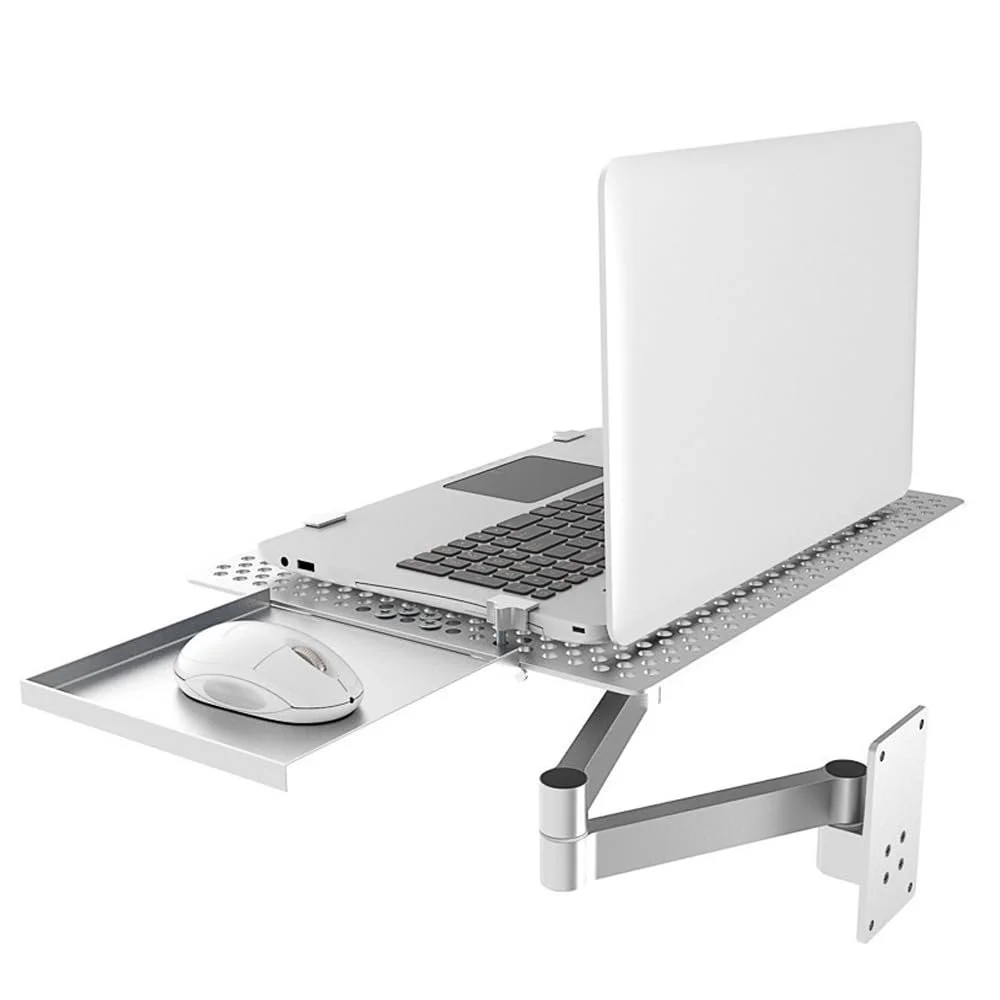 Регулируемая Подставка для Ноутбука настенная, Вентилируемая Подставка для Ноутбука, Полностью Подвижная, Вращающаяся Подставка для Ноутбука, с Отделением для Мыши, Поддерживает до 8 кг, фото №1