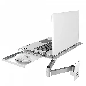 Регулируемая Подставка для Ноутбука настенная, Вентилируемая Подставка для Ноутбука, Полностью Подвижная, Вращающаяся Подставка для Ноутбука, с Отделением для Мыши, Поддерживает до 8 кг - Фото 1