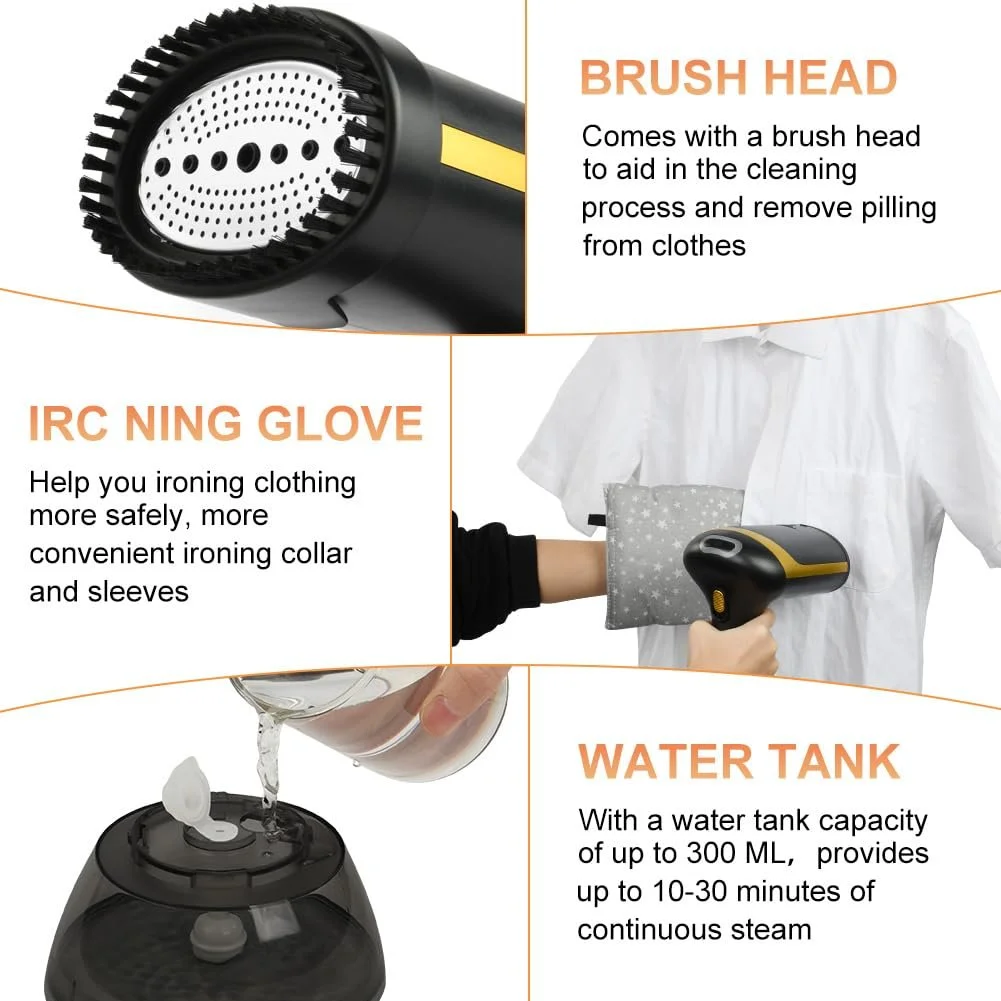 Ручной отпариватель HOTUT 1500 Вт 150 мл Black, фото №3