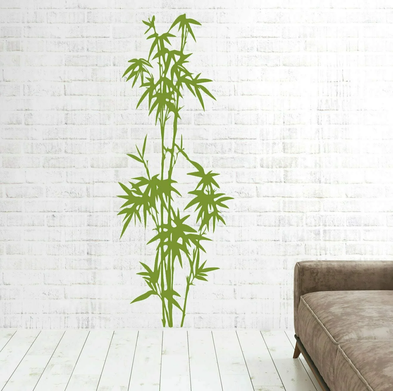 Наклейка на стіну tjapalo pk274 Бамбук та очерет лимонно-зелена 100 x 38 см, фото №1