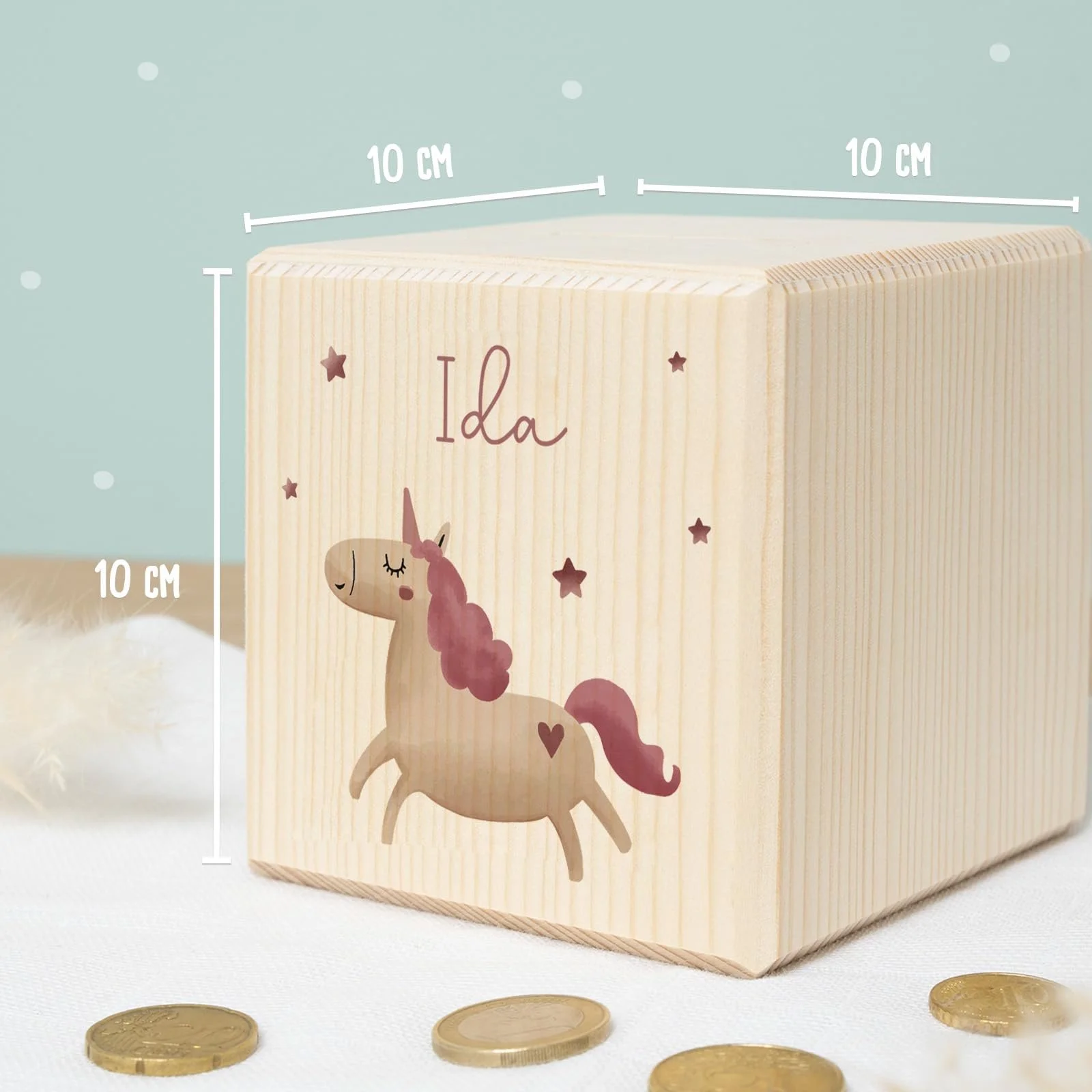 Скарбничка Hellomini Єдиноріг дерев'яна з замком персоналізована для дітей, фото №6