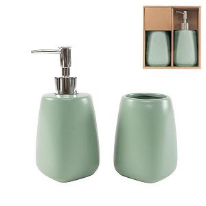 Набор для ванной комнаты Керамика Water Green Дозатор мыла, стакан Минималистичный стиль - Фото 1