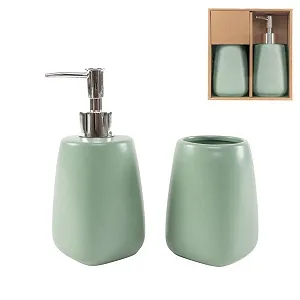 Набор для ванной комнаты Керамика Water Green Дозатор мыла, стакан Минималистичный стиль - Фото 1