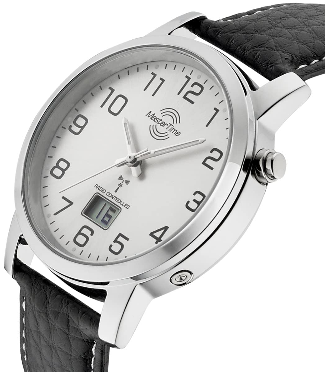 Часы Кварцевые Радио Master Time MTGA-10294-12L Аналого-цифровые Кожаный ремешок, серебристый, Классические, фото №2