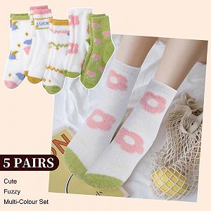 5 пар теплых носков для кровати с флисовой подкладкой для женщин - Супермягкие, уютные, теплые зимние носки для женщин и девочек - Идеально подходят для рождественских подарков synthetic.ua - Фото 1