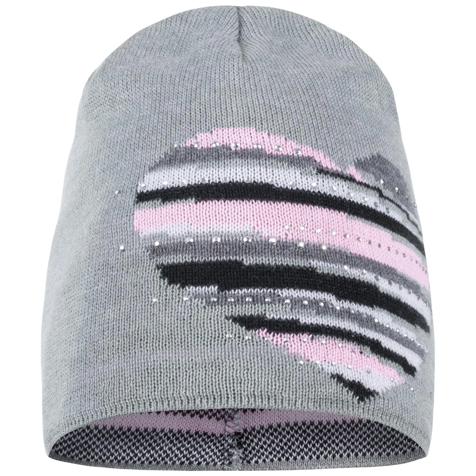 Шапка AJS Вязаная Детская для Девочек Стразы Сердце, Светло-серый, фото №1 Шапка AJS Вязаная Детская для Девочек Стразы Сердце, Светло-серый, фото №1
