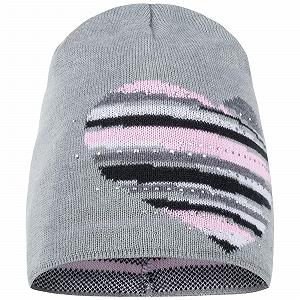 Шапка AJS Вязаная Детская для Девочек Стразы Сердце, Светло-серый - Фото 1