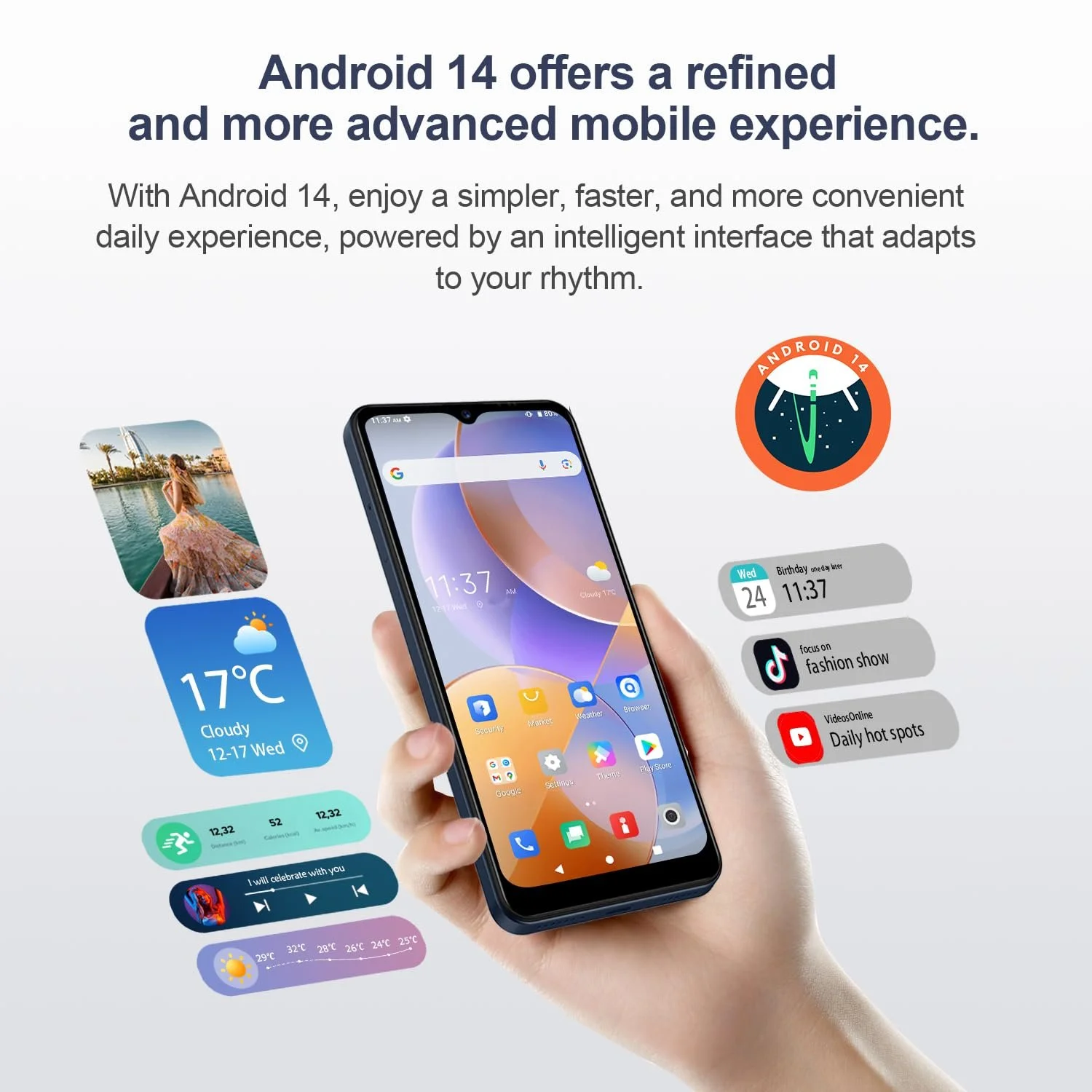 Смартфон invens Halo 5 6.52 дюйма HD+ 7/64 GB 16+8 MP 5000 mAh Android 14 Navy Blue, фото №3 Смартфон invens Halo 5 6.52 дюйма HD+ 7/64 GB 16+8 MP 5000 mAh Android 14 Navy Blue, фото №3