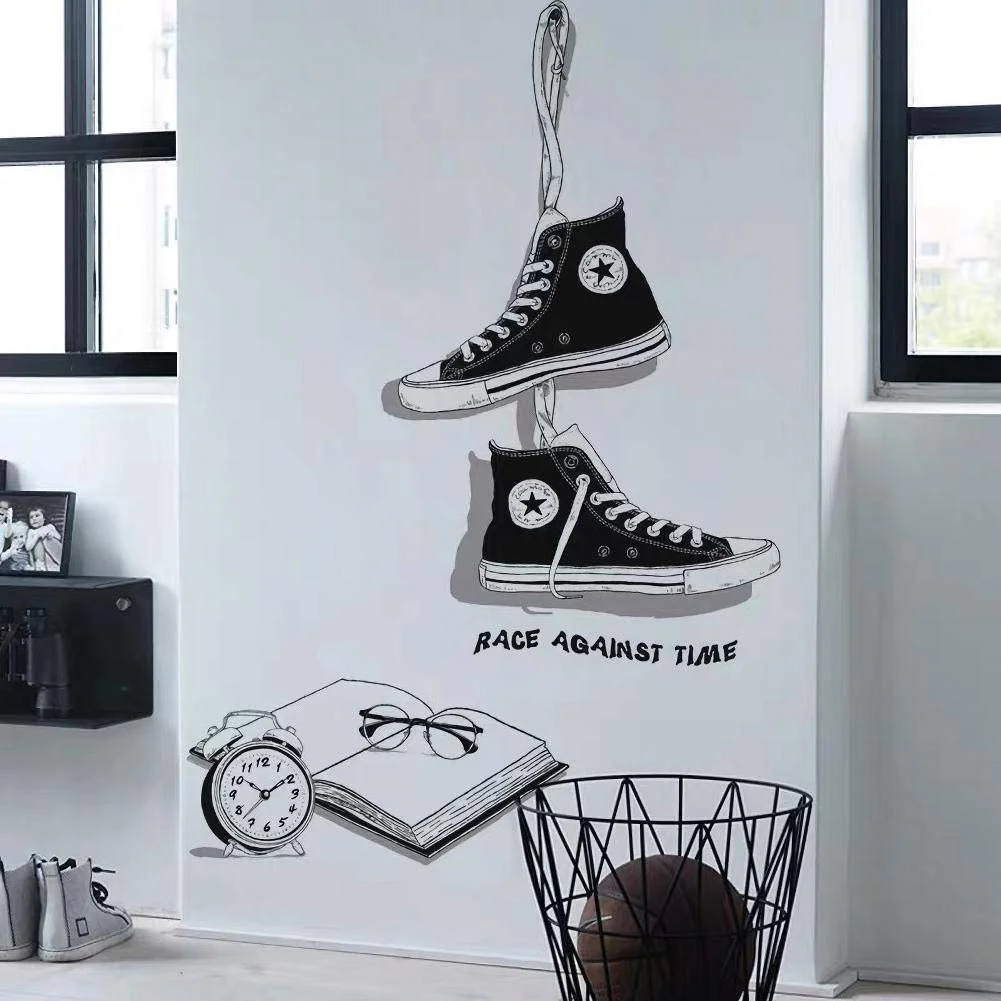 Наклейка на стіну WandSticker4U CHUCKS чорна велика 90 x 131 см для кімнати підлітка кеди самоклеюча, фото №7 Наклейка на стіну WandSticker4U CHUCKS чорна велика 90 x 131 см для кімнати підлітка кеди самоклеюча, фото №7