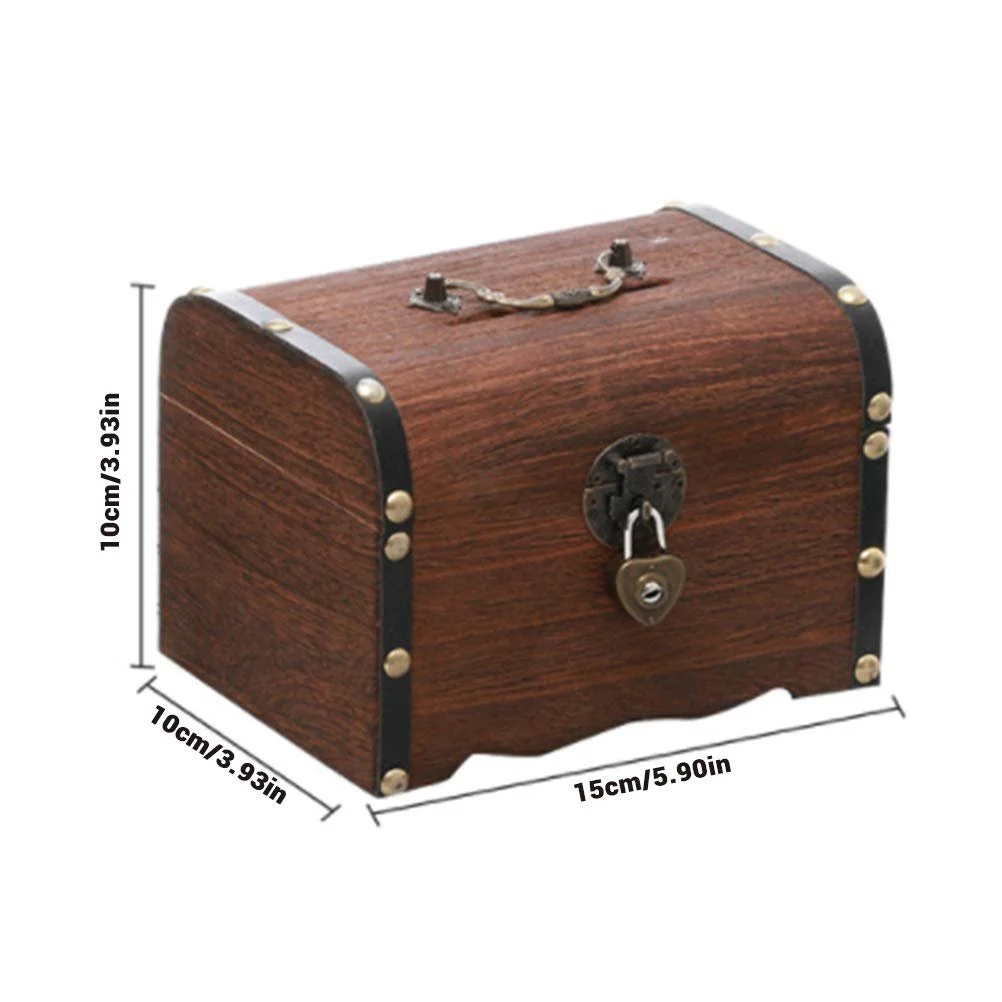 Скарбничка-скриня Yctze дерев'яна ручної роботи із замком Коричневий #54, фото №6