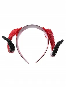 Обруч Рога Красные Изогнутые с Черными Кончиками - Фото 1